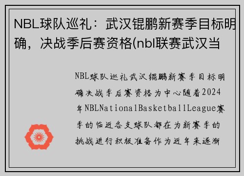 NBL球队巡礼：武汉锟鹏新赛季目标明确，决战季后赛资格(nbl联赛武汉当代)